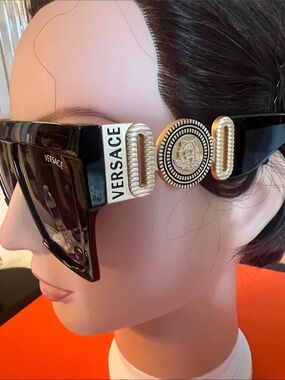 Versace Black Frame Sunglasses with Purple Gradient Lenses